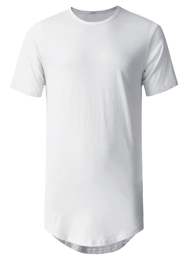 Hat and Beyond Mens Hipster Curve Hem Droptail Tee Premium Longline T Shirts (Small, 1hc01_White) - Image 2